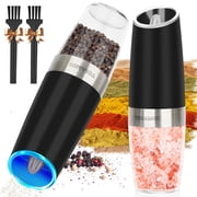 Ocalpur Electric Pepper and Salt Grinder Set, Adjustable Coarseness, One Hand Automatic Operation, Battery Powered with LED Light & 2 Utility Brushes for Home Kitchen BBQ