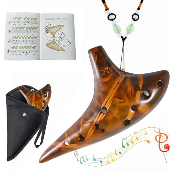 Ocarina, Noonedibs, 12 Holes, Easy To Learn, Suitable For Beginners, Wind Instrument, Hanging Rope, Sheet Music, Ceramic, With Box