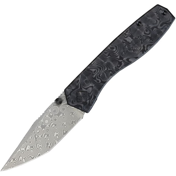 Ocaso Delos Damascus Tanto Folding Knife Black