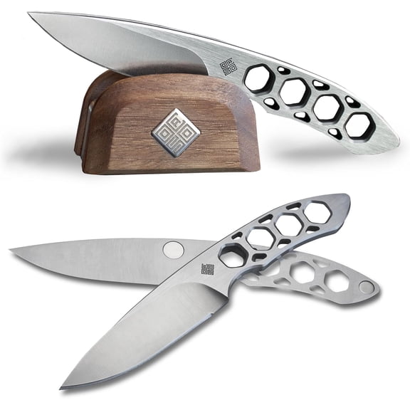 Ocaso - Duo Desk Knife, Multi-Purpose Letter Opener with Dual Magnetic Knives, includes Walnut Stand, Spear Point Blade Shape 80DKS