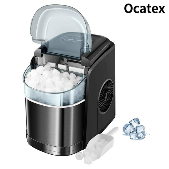 Ocatex Countertop Ice Makers Machine - 26LBS/24H Ice Cube Maker Portable Self Cleaning Ice Machine (Classic Black)