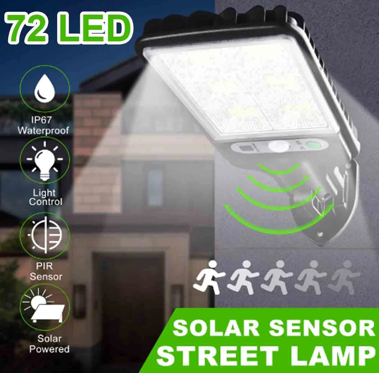 Ocb Solar Flood Light Motion Sensor Security Spot Wall Street Yard Outdoor Lamp