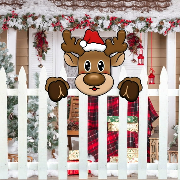 Occasion Christmas Festivity Outdoor The Decoration Snowman Peeker Fence Santa To Fence Garden Yard Christmas Decoration Christmas Shooting Props Easy To Use