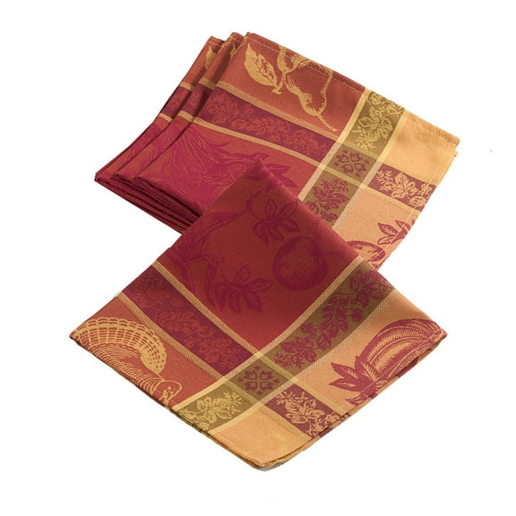 Occasion Gallery Orange Fall Colors Thankgiving Holiday Jacquard Design Dinner Napkins, 19" Square, (4 pieces).