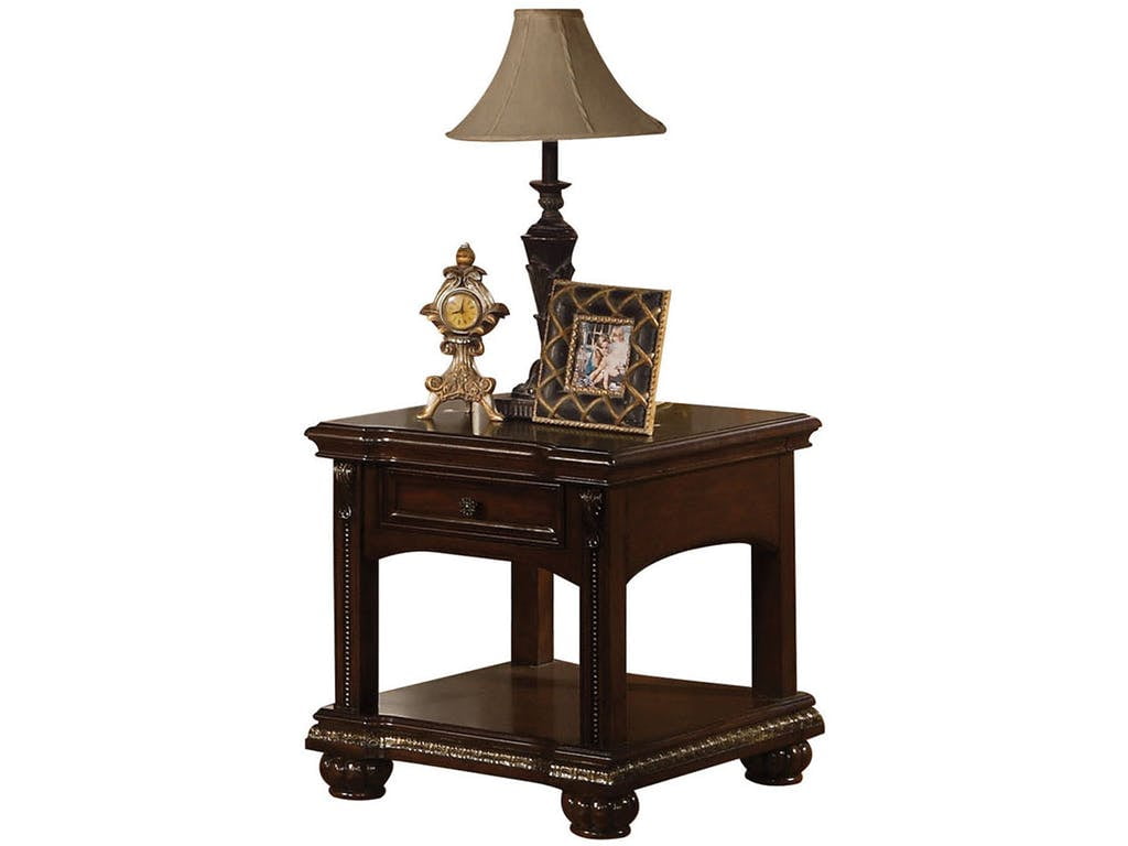 Occasional Living Room End Side Snack Table Stand 1 Drawer Shelf Cherry