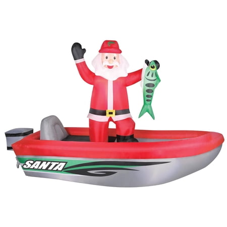 Occasions 10' Inflatable Fishing Santa, 6 ft Tall, Multicolored