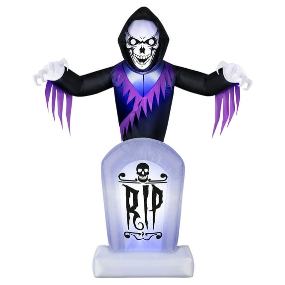 Occasions 8 Ft LED Inflatable Halloween Grave & Grim Reaper Yard Decoration