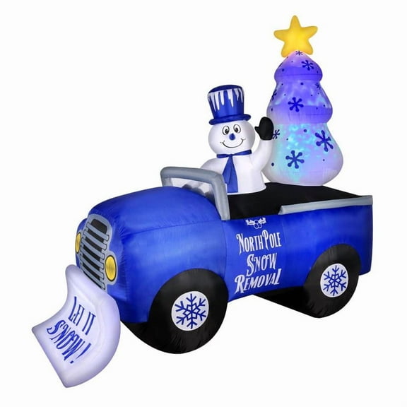 Occasions Snowman In Snow Truck 7.75 ft. Inflatable