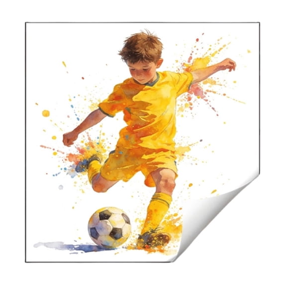 Occer Football Wall Decal Set – Sports-Themed Bedroom & Living Room Decor, Peel-and-Stick Soccer Theme Wall Art for Fans