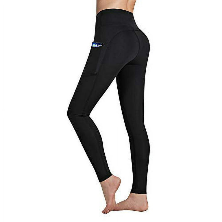 Occffy High Waist Yoga Pants for Women with Pockets Tummy Control Leggings  Workout Running Tights DS166 (Black, Small) 