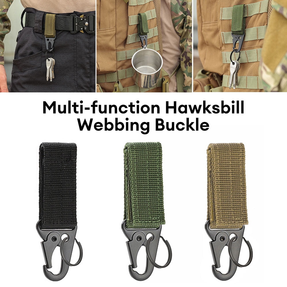 Occkic 3pcs Tactical Key Ring Belt Holder Nylon Clips with Hooks