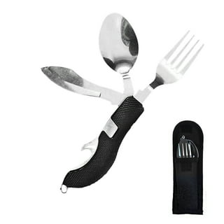 Acantha Foldable Fork and Spoon Set, Portable Folding Spoon and Fork Set  with Two Plastic Storage Cases for Travel Camping Thermos, Outdoors Picnic
