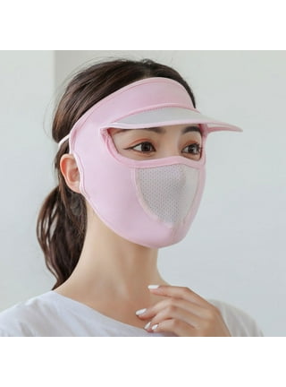 Women Sun Protection Wide Brim Hat Anti UV Beach Neck Face Mask Cap (Grey)
