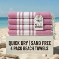 thumbnail image 1 of Occosa 4-Piece Turkish Cotton Beach Towel Pack & 1 Boho Tote Bag, Hammam Towels, No Shrink, Quick Dry, Lightweight, Sand Free (40"x 72") (Coral), 1 of 7