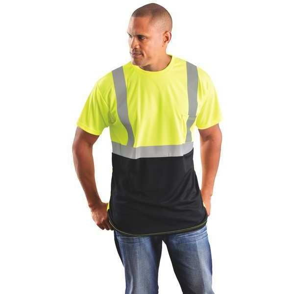 Occunomix Short Sleeve T-Shirt,Men,Class 2,Ylw,XL LUX-SSETPBK-YXL