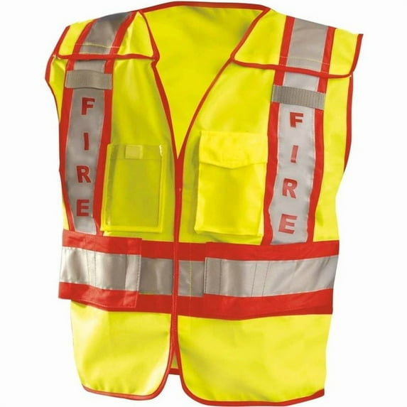 Occunomix LUX-PSF-YM/L Premium Solid Public Safety Fire Vest, Yellow, M/L, Yellow/Red