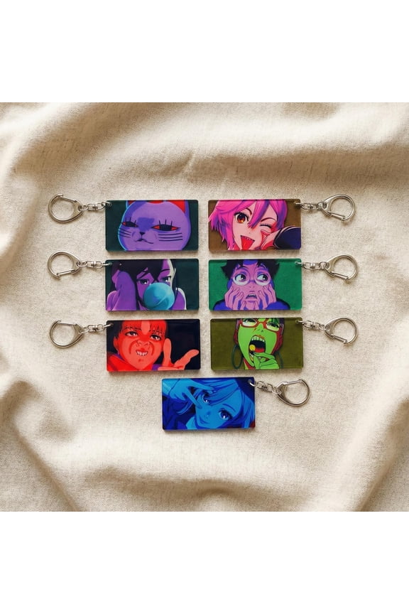 Occult Anime Keychain, Stained Glass Style Charm, Supernatural Manga Gift (1 keychain)