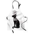 thumbnail image 1 of Occult Apron Vintage Legendary Mystical Egyptian Cat Sphinx Icon Eastern Design Artwork Print, Unisex Kitchen Bib Apron with Adjustable Neck for Cooking Baking Gardening, Black Grey, by Ambesonne, 1 of 3