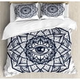 thumbnail image 1 of Occult Decor Queen Size Duvet Cover Set, Ornamental Eye with Ethnic Mandala Form Providence Energy in Action Design, Decorative 3 Piece Bedding Set with 2 Pillow Shams, Black White, by Ambesonne, 1 of 3