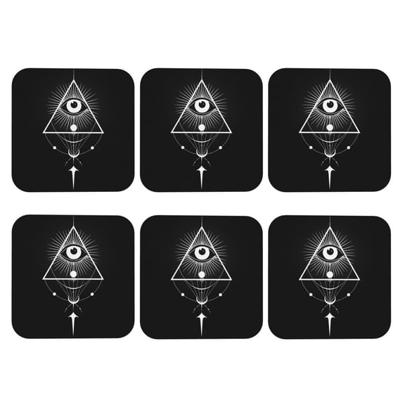 Occult Geometric Leather Coasters for Drinks Perfect for Living Room, Kitchen, or Outdoor Use Set of 6 Square