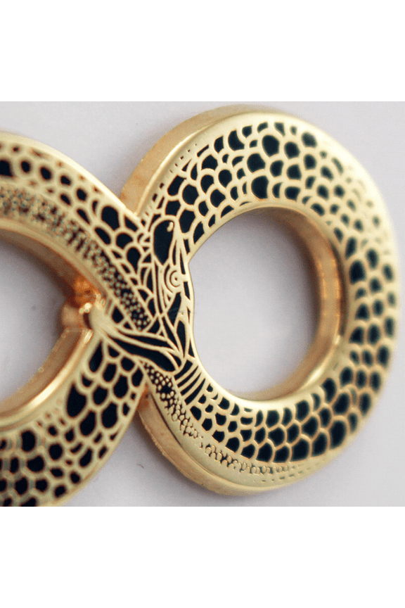 Occult Ouroboros Enamel Pin - Black and Gold Snake Pin - Halloween Lapel Pins Series