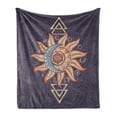 thumbnail image 1 of Occult Soft Flannel Fleece Throw Blanket, Mysterious Alchemy with Ornamented Crescent Sun and Interwoven Triangles, Cozy Plush for Indoor and Outdoor Use, 60" x 80", Multicolor, by Ambesonne, 1 of 6