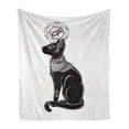 thumbnail image 1 of Occult Soft Flannel Fleece Throw Blanket, Vintage Egyptian Cat Sphinx Eastern Design Artwork Print, Cozy Plush for Indoor and Outdoor Use, 50" x 70", Black Grey, by Ambesonne, 1 of 5