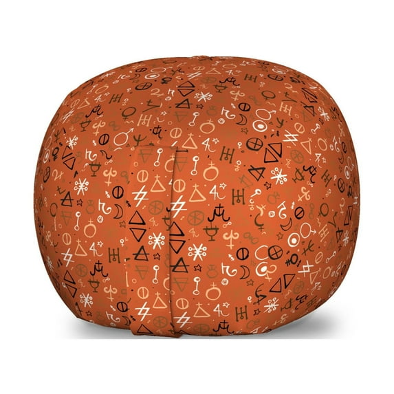 Occult Storage Toy Bag Chair, Diverse Western Aztec Alchemy over Colorful Backdrop Powers Work of Art, Stuffed Animal Organizer Washable Bag, Large Size, Red, by Ambesonne