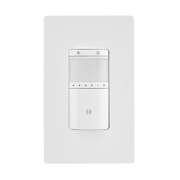 Occupancy Vacancy Motion Sensor Dimmer Light Switch, PIR Wall Switch, Single Pole 120V, 6 Level Dimming, Adjustable Time Delay, Day Dim Dark Modes, Screweless Wall Plate Included