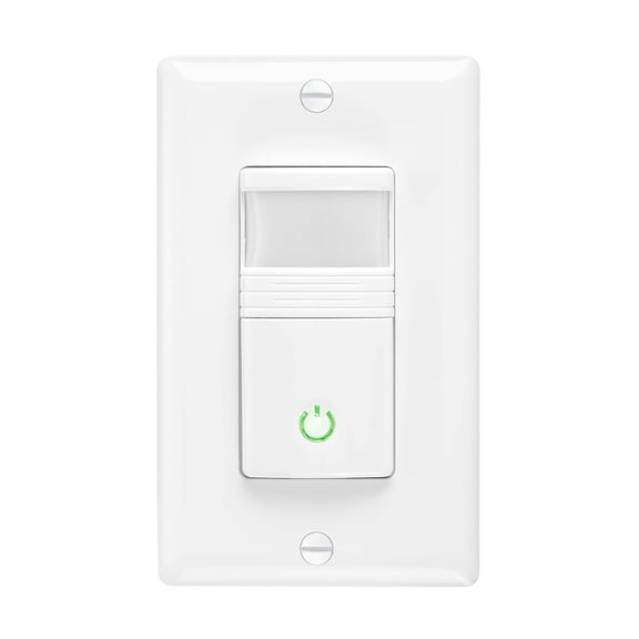 Occupancy Vacancy Motion Sensor PIR Wall Switch, 3-Way or Single Pole Wall Plate Included, Commercial or Residential, 120-277V