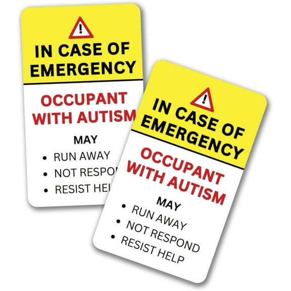 Occupant with Autism Sticker for Window 5 pk 3x5 Sticker Autistic Nonverbal Driver Resident Emergency Car Warning for Police EMSA Fire First Responder