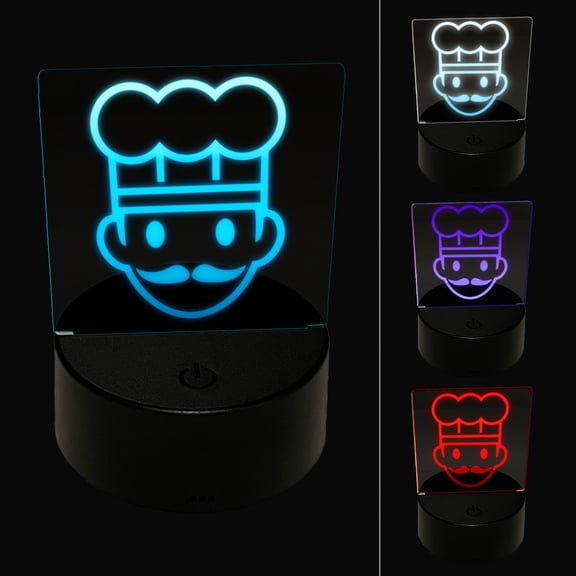Occupation Chef Cook Man Icon LED Night Light Sign 3D Illusion Desk Nightstand Lamp