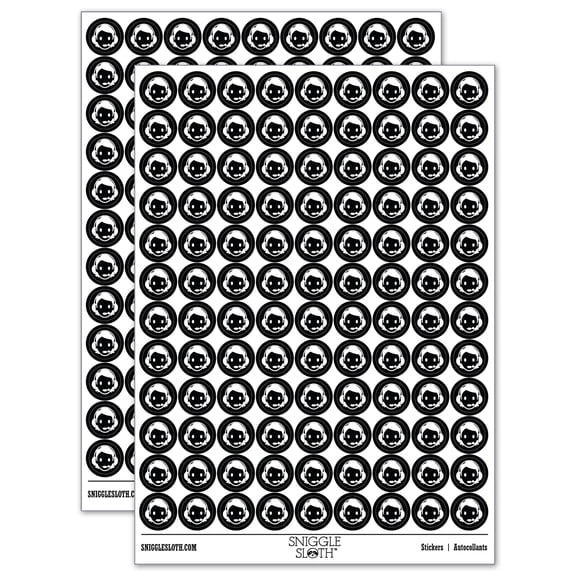 Occupation Customer Service Woman Icon 200+ Round Stickers - Black - Gloss Finish - 0.50" Size