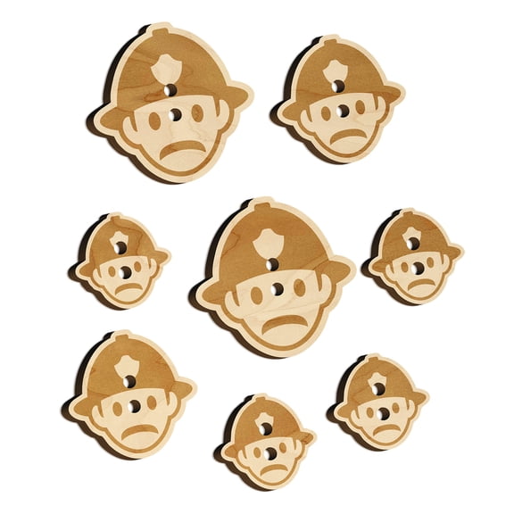 Occupation Firefighter Fire Man Icon Wood Buttons for Crochet Knitting Sewing DIY Craft - 1.25 Inch Large (5pcs)