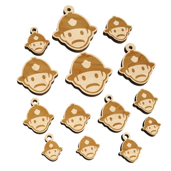 Occupation Firefighter Fire Man Icon Wood Mini Charms Shapes DIY Craft Jewelry - With Hole - 20mm (15pcs)