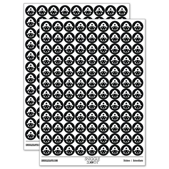 Occupation Firefighter Fire Woman Icon 200+ Round Stickers - Black - Gloss Finish - 0.50" Size