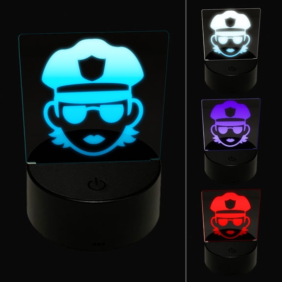 Occupation Police Officer Woman Icon LED Night Light Sign 3D Illusion Desk Nightstand Lamp