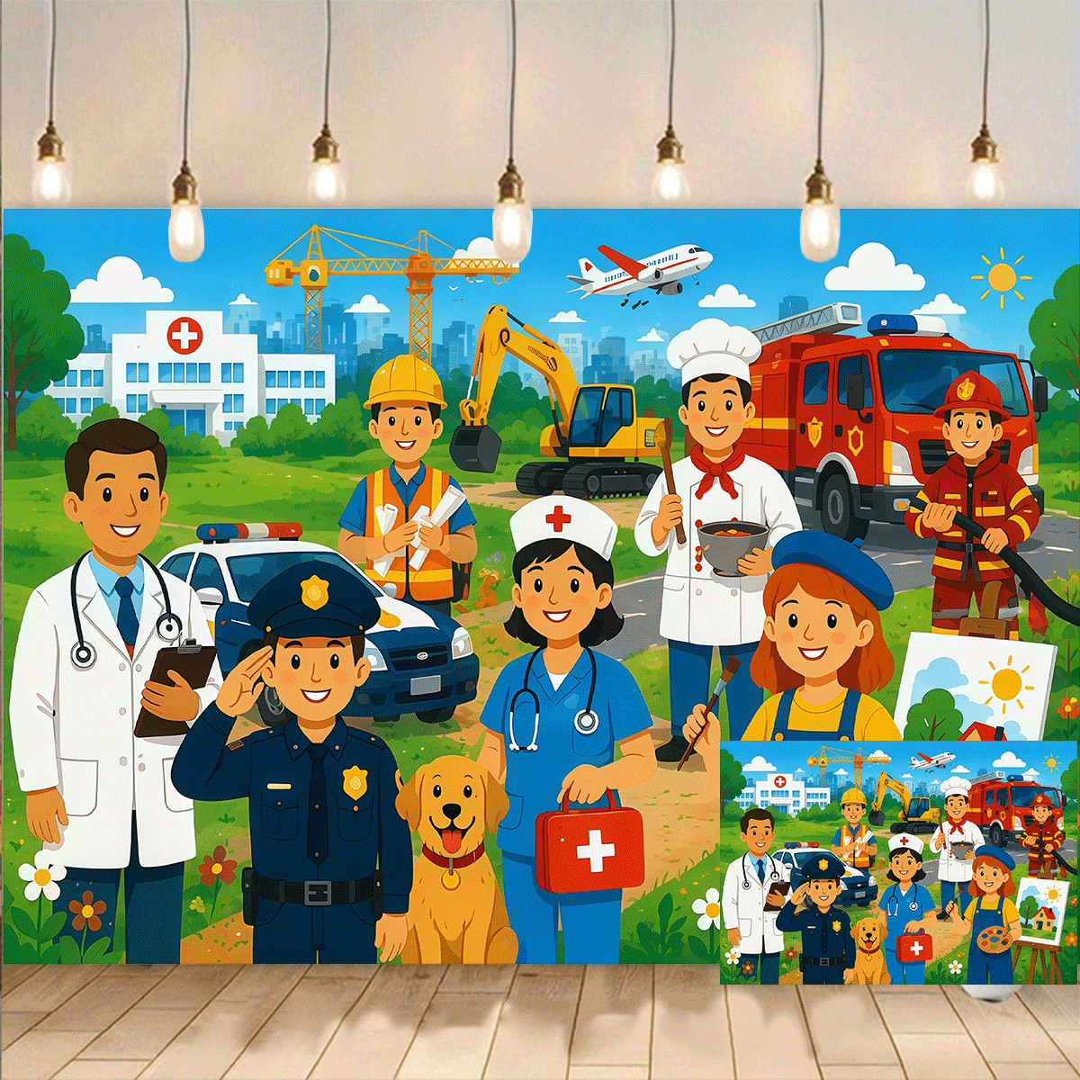 Occupation Scenery Backdrop Polyester Background Cloth Party Banner ...