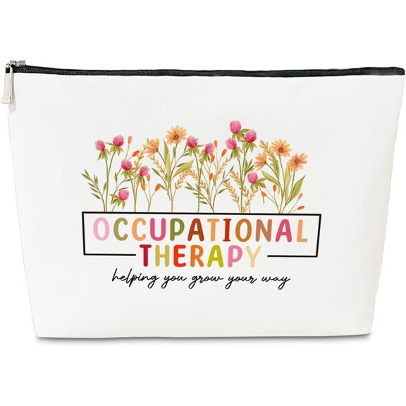 Occupational Gifts, Occupational Makeup Bag, Helping You Grow Your Way, OT Month Gifts PU Leather Makeup Bag