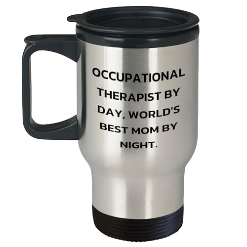 Occupational Therapist By Day World's Best Mom By Night Stainless Steel Travel Mug | Cute Father's Day Unique Gifts For Occupational Therapists From Daughter & Son