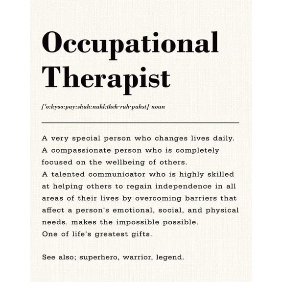 Occupational Therapist Definition Poster Therapy Office Decor, Home Office Decor, Wall Canvas Posters Occupational Therapist Gifts poster