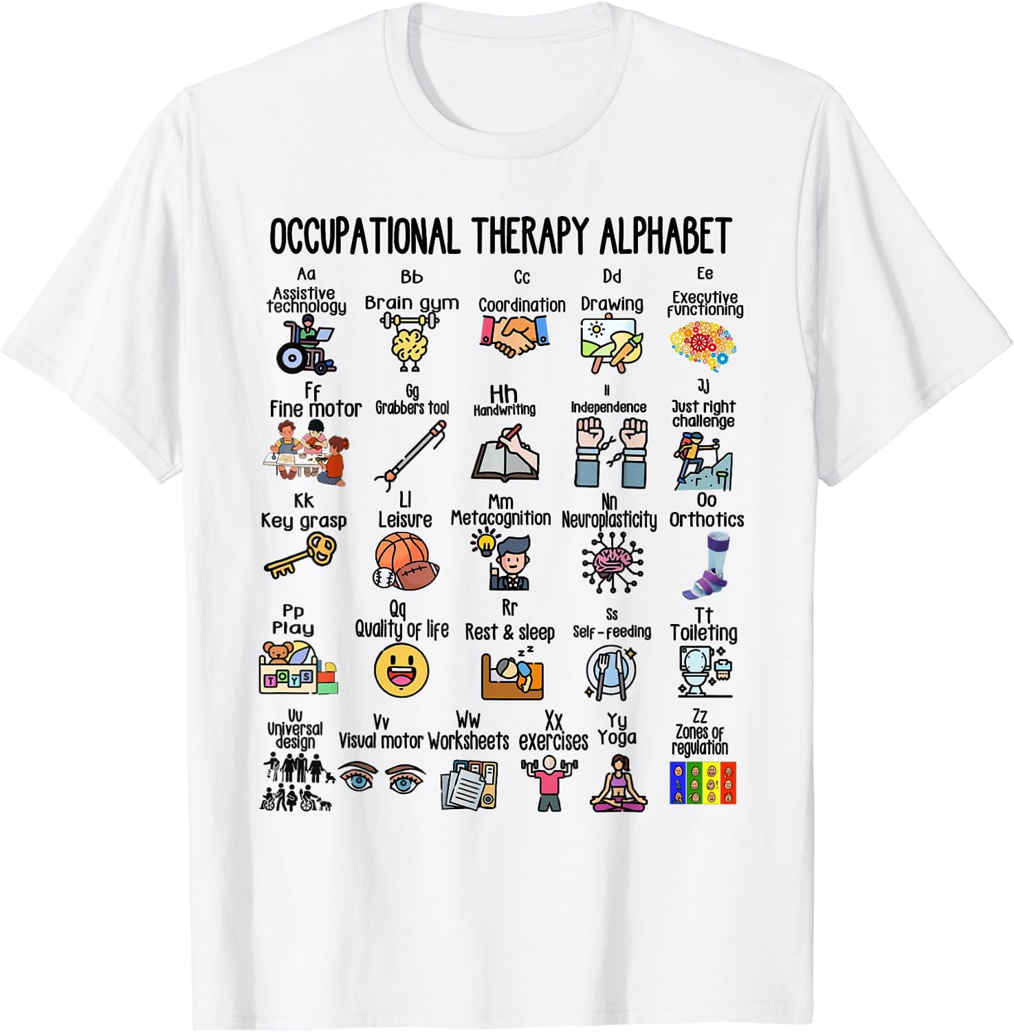 Occupational Therapy Alphabet OT Therapist Teacher Assistant T-Shirt ...