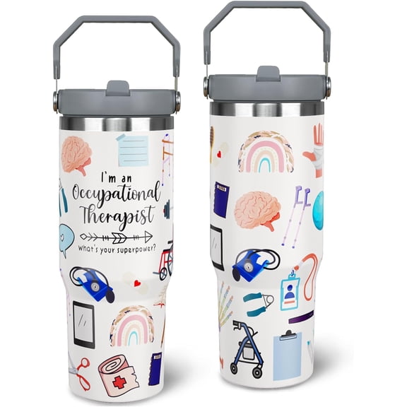 Occupational Therapy Gifts, Ot Therapist Gifts For Occupational Therapist, 30oz Occupational Therapy Tumbler with Handle Stainless Steel Insulated OT Cups Mugs Water Bottle