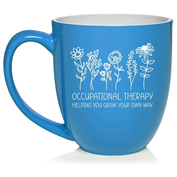 Occupational Therapy Helping You Grow Your Own Way Occupational Therapist Ceramic Coffee Mug Tea Cup Gift for Her, Friend, Coworker, Sister (16oz Light Blue)
