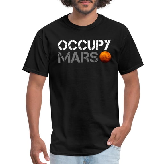 Occupy Mars Space Planet Nerdy Men's T-Shirt