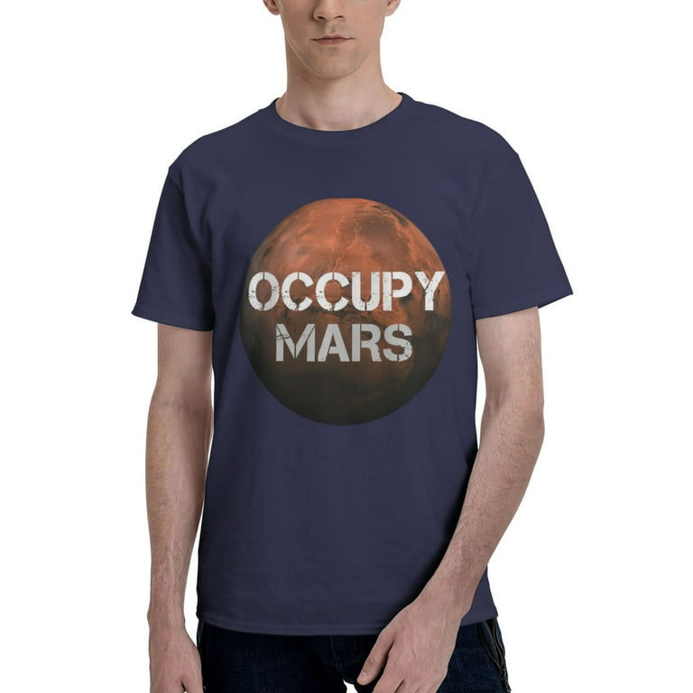 Occupy Mars Starman Spacex Men s Short Sleeve Shirt Cotton Basic T Shirt Crew Neck Tee Durable T Shirts Large Walmart