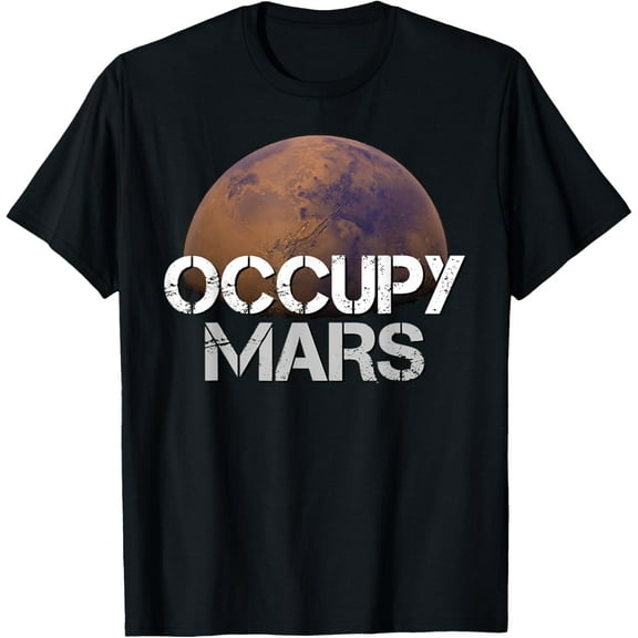 Occupy Mars Terraform T-shirt Extraterrestrial Shirt T-ShirtMen and women, Black T-shirt, size: Extra large S-4XL