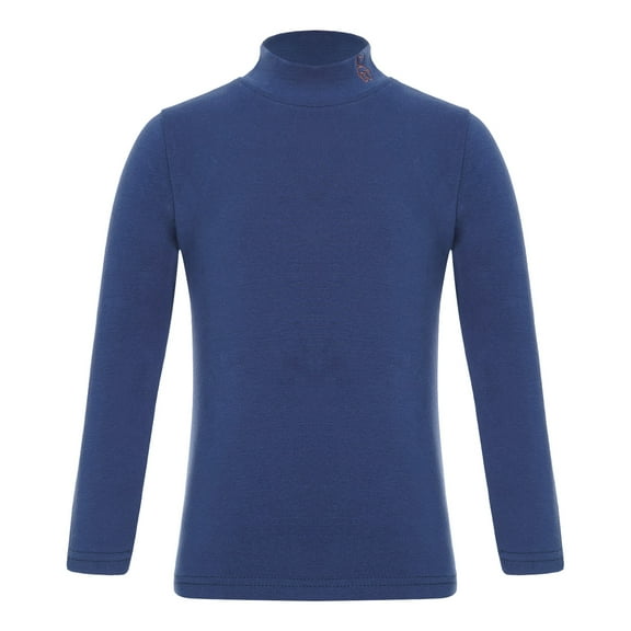 Ocealan Baby Boys Girls Fleece Lined Thermal Tops Long Sleeve Base Layer Shirt Soft Comfort Tees 3-12 Navy Blue 150