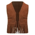 thumbnail image 1 of Ocealan Baby Boys Girls Western Cowboy Fringe Suede Vest Sleeveless Waistcoat Top Brown 3-6M, 1 of 7