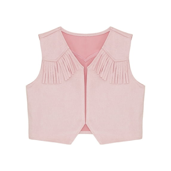 Ocealan Child Cowboys Cowgirls Western Waistcoat Sleeveless Tassel Vest Top Pink 16
